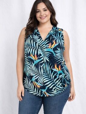 Tropical Sleeveless Blouse